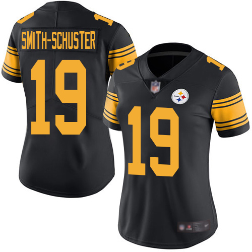 Women Pittsburgh Steelers Football 19 Limited Black JuJu Smith Schuster Rush Vapor Untouchable Nike NFL Jersey